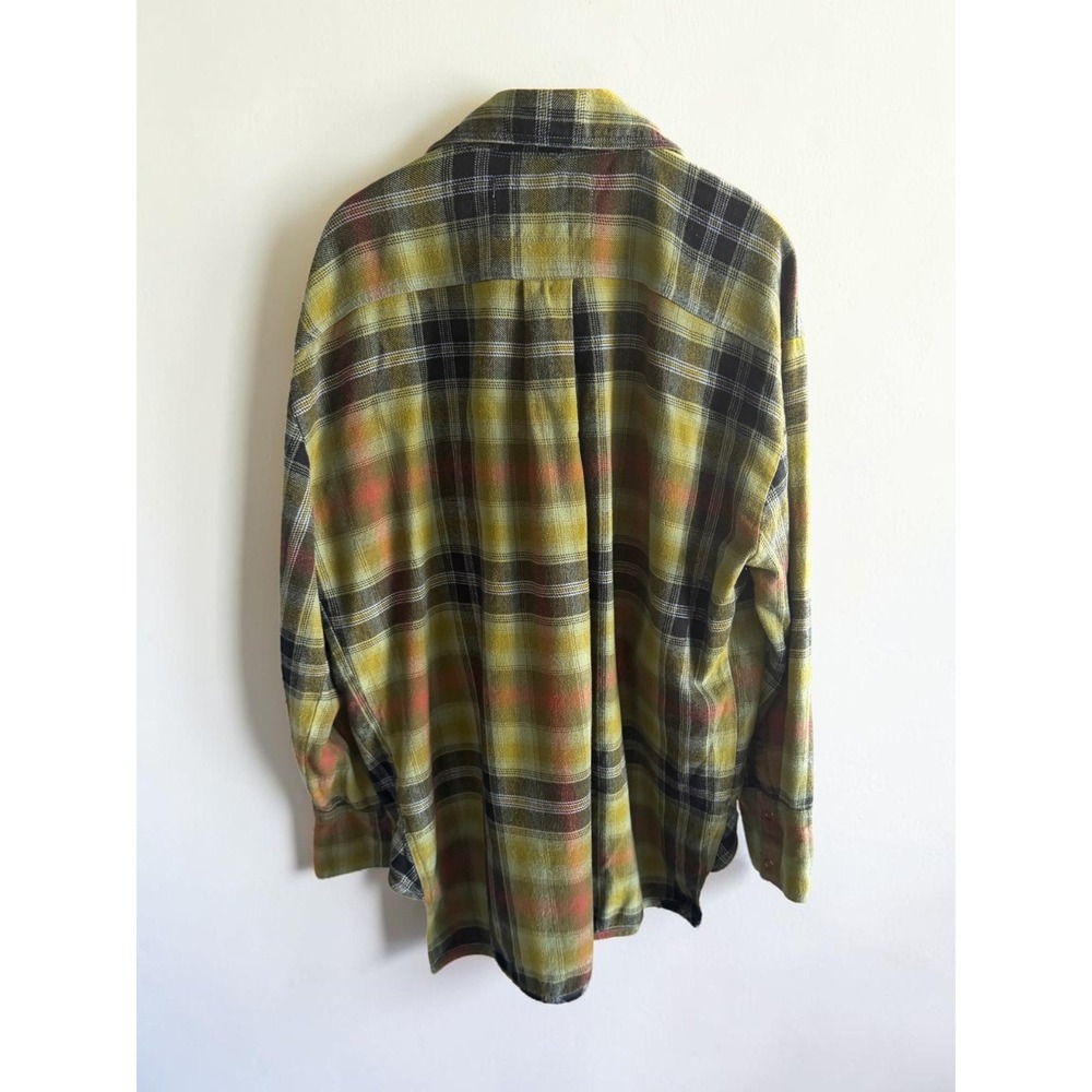 We The Free Plaid Oversized Flannel Shirt Green Yellow Large - Picture 2 of 5